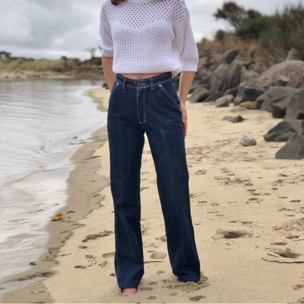 Vintage 80s Oscar De La Renta Embroidered High Rise Straight Leg Jeans Size 25 - Picture 10 of 10